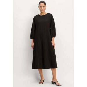 Everlane The Linen A-Line Midi Dress Black Size 8 NWT